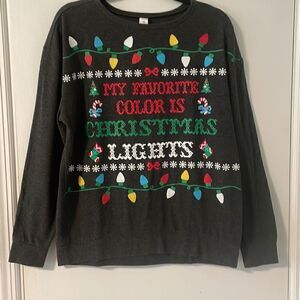No Boundaries Christmas sweatshirt “My favorite color is Christmas lights” size